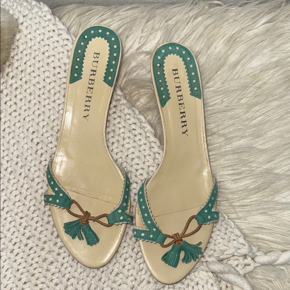 Burberry Green and Cream Women's Sandals - Picture 1 of 6